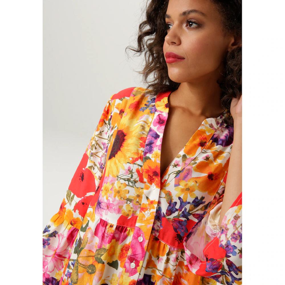 Aniston CASUAL Tunikakleid mit farbenfrohem großflächigem Blumendruck Fabrik Onlineshop