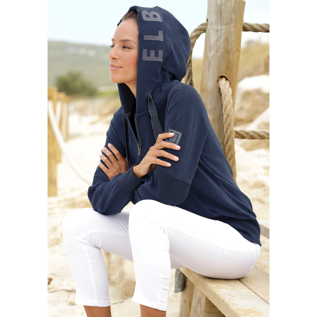 Elbsand Sweatjacke mit Logo-Stickerei an der Kapuze bequeme Freizeitjacke mit Taschen Sonderangebot