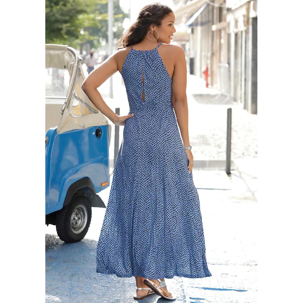 LASCANA Maxikleid mit Alloverdruck luftiges Sommerkleid Strandkleid Rabatt