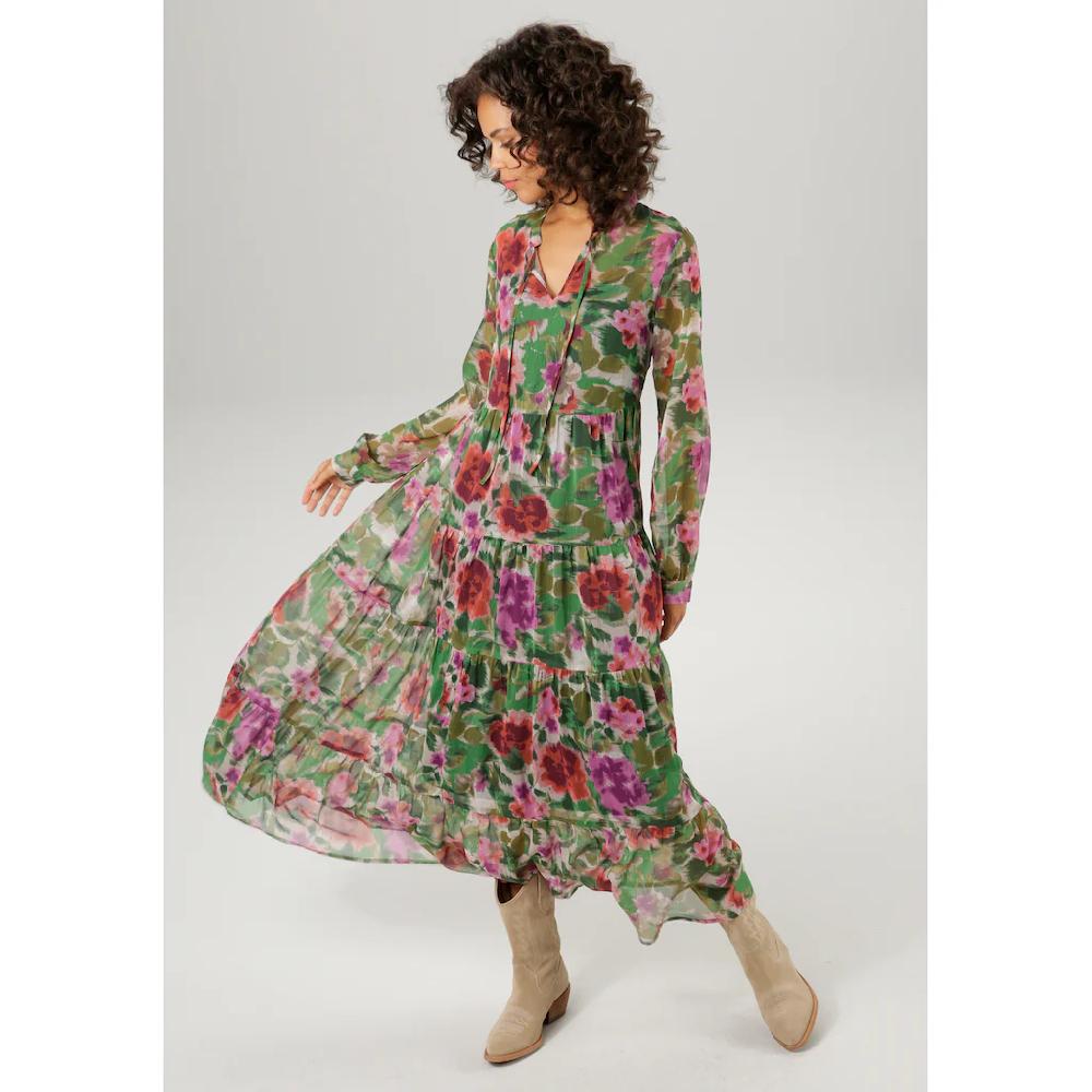 Aniston CASUAL Maxikleid (mit Jersey-Unterkleid) mit farbharmonischem Blumendruck im Batik-Look Online Shopping