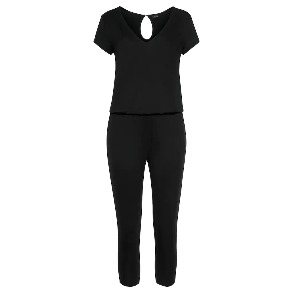 LASCANA 7/8-Overall mit V-Ausschnitt kurzärmliger Jumpsuit Basic Weihnachtsangebot