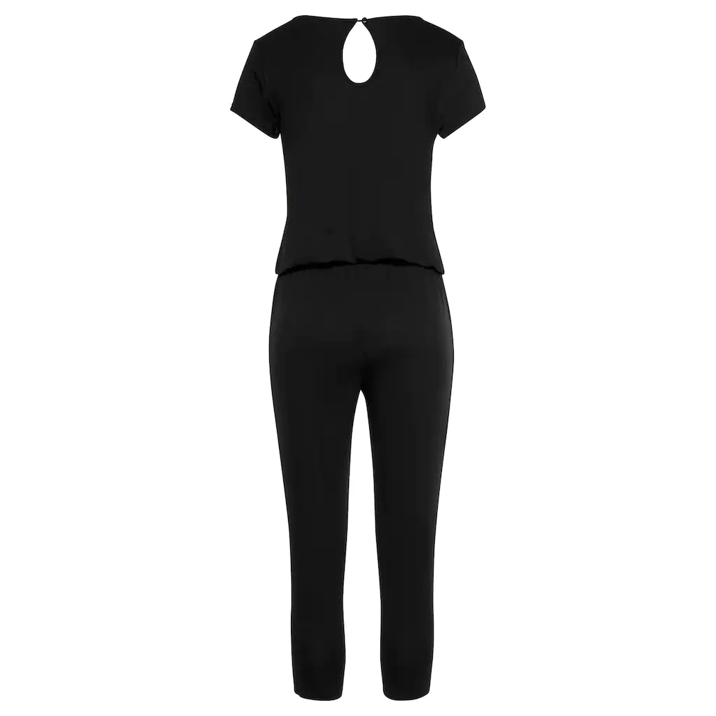 LASCANA 7/8-Overall mit V-Ausschnitt kurzärmliger Jumpsuit Basic Weihnachtsangebot