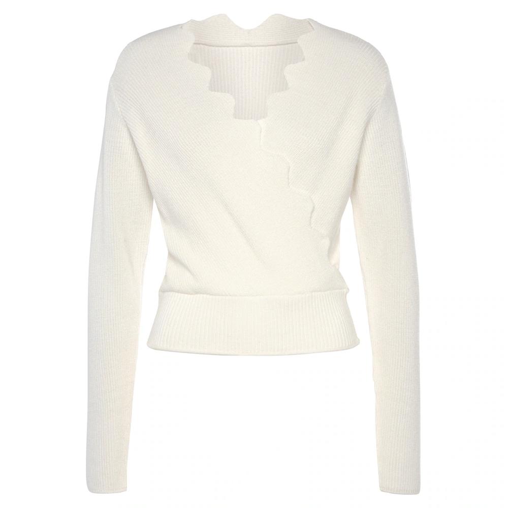 LASCANA Strickpullover mit Wellenkante modischer Damenpullover mit besonderem Ausschnitt Osterangebot