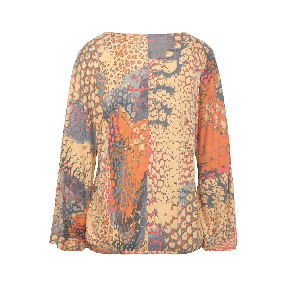 Buffalo Fledermausshirt mit Animaldruck lockere Bluse mit V-Ausschnitt Blusenshirt Exklusive Angebote