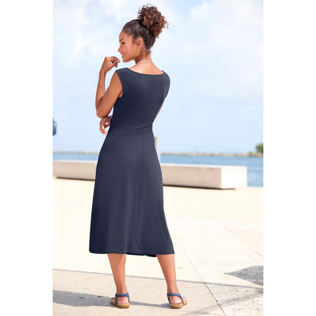LASCANA Midikleid mit dekorativen Riegeln und goldenen Zierknöpfen bügelfrei Letzte 2 Tage