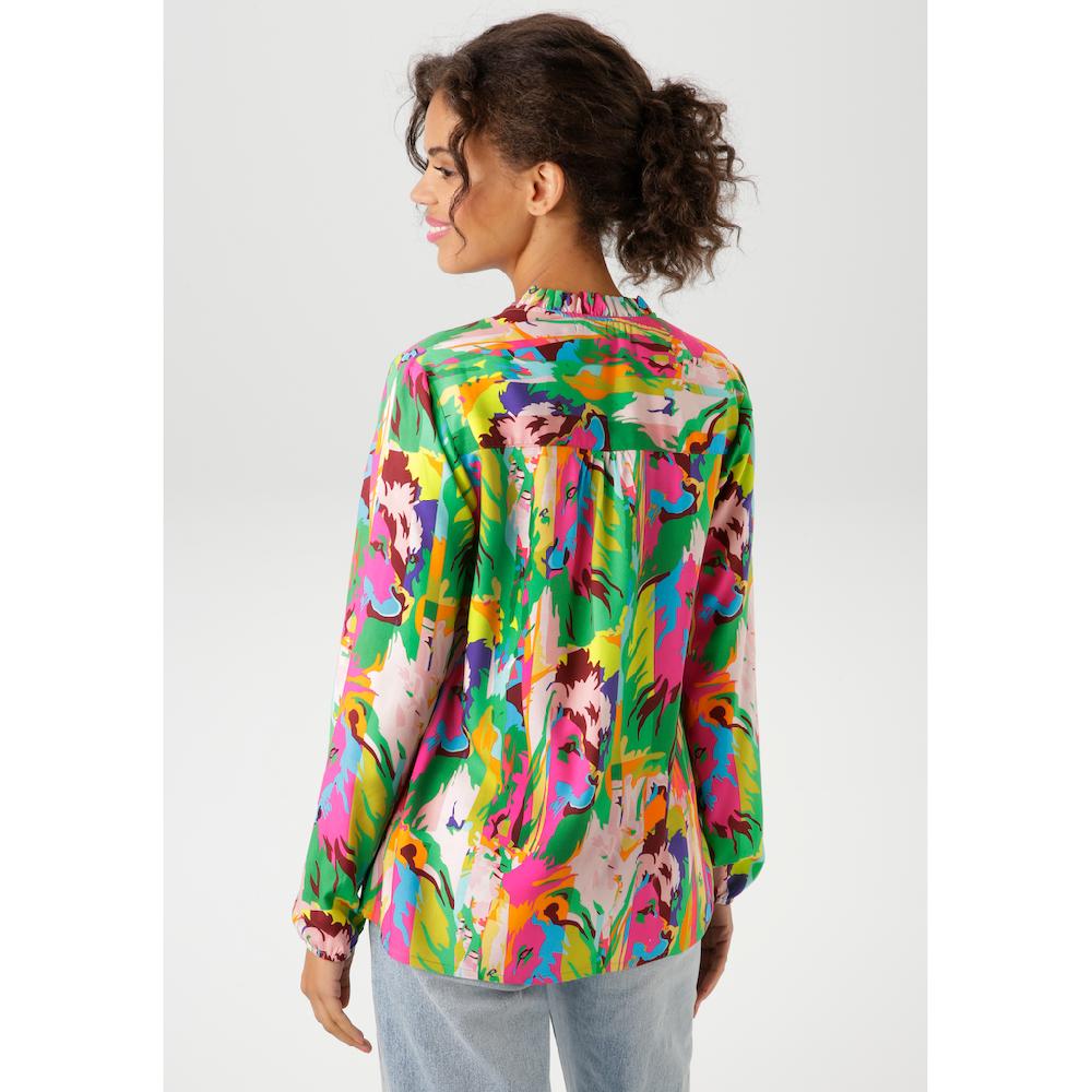Aniston CASUAL Schlupfbluse mit Löwenköpfen im farbenfrohen Dschungel-Print - NEUE KOLLEKTION Bis zu 65% Rabatt