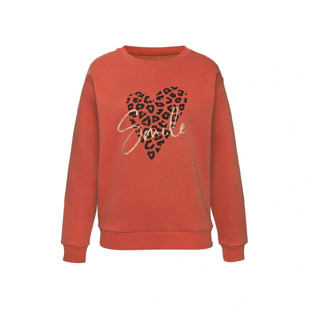 LASCANA Sweatshirt Loungehirt mit Herz-Leo-Druck Loungewear zollfrei