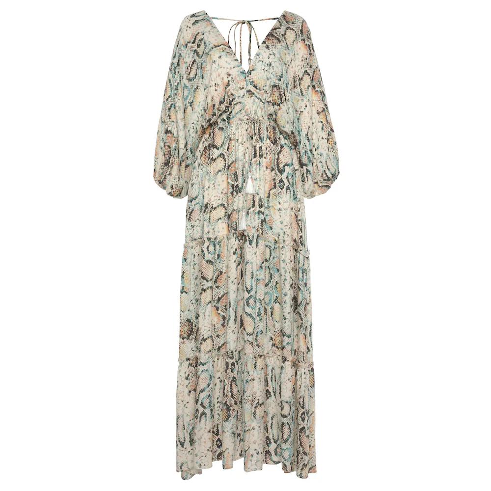 Buffalo Maxikleid mit Schlangenmuster und V-Ausschnitt Sommerkleid causal-chic Rabatt