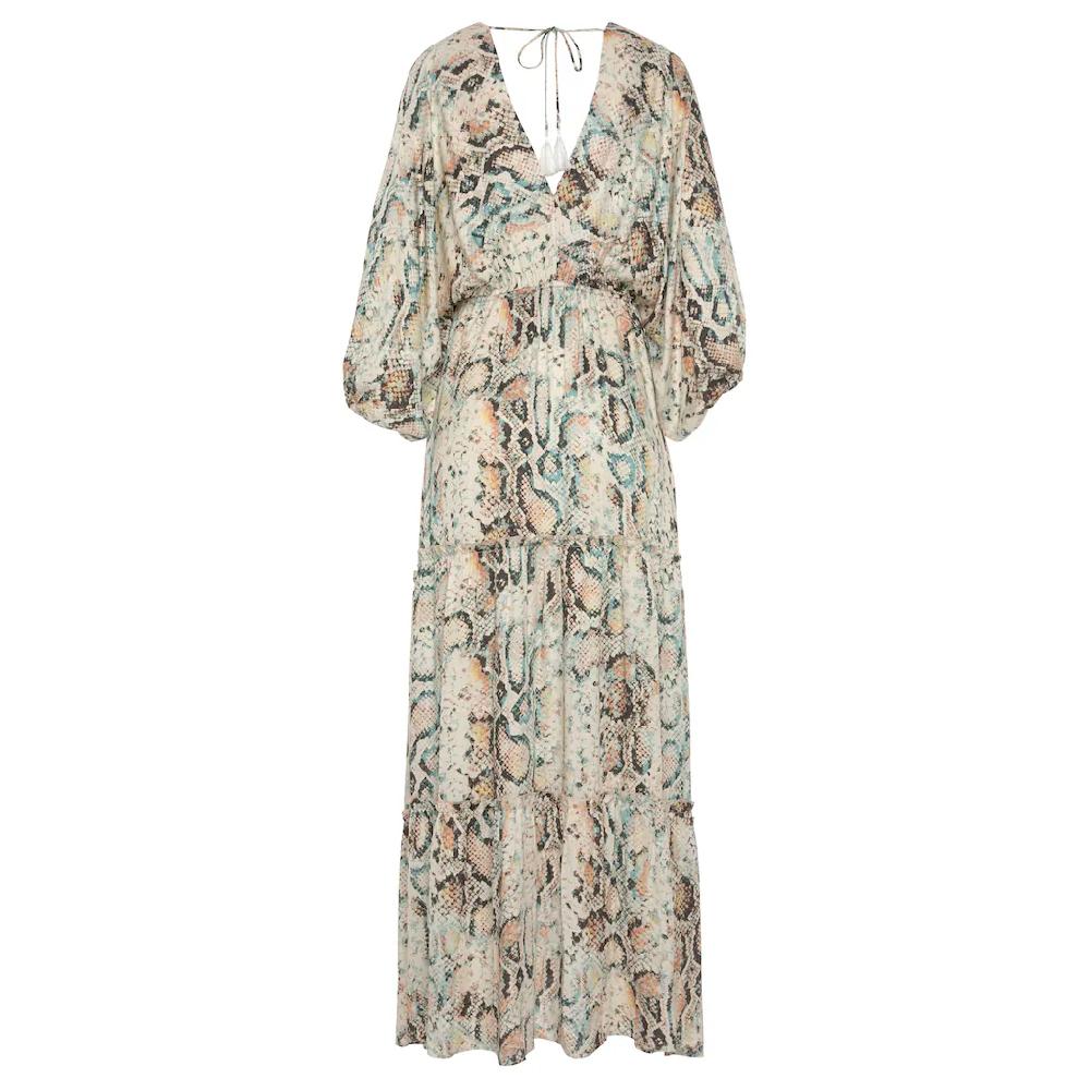 Buffalo Maxikleid mit Schlangenmuster und V-Ausschnitt Sommerkleid causal-chic Rabatt
