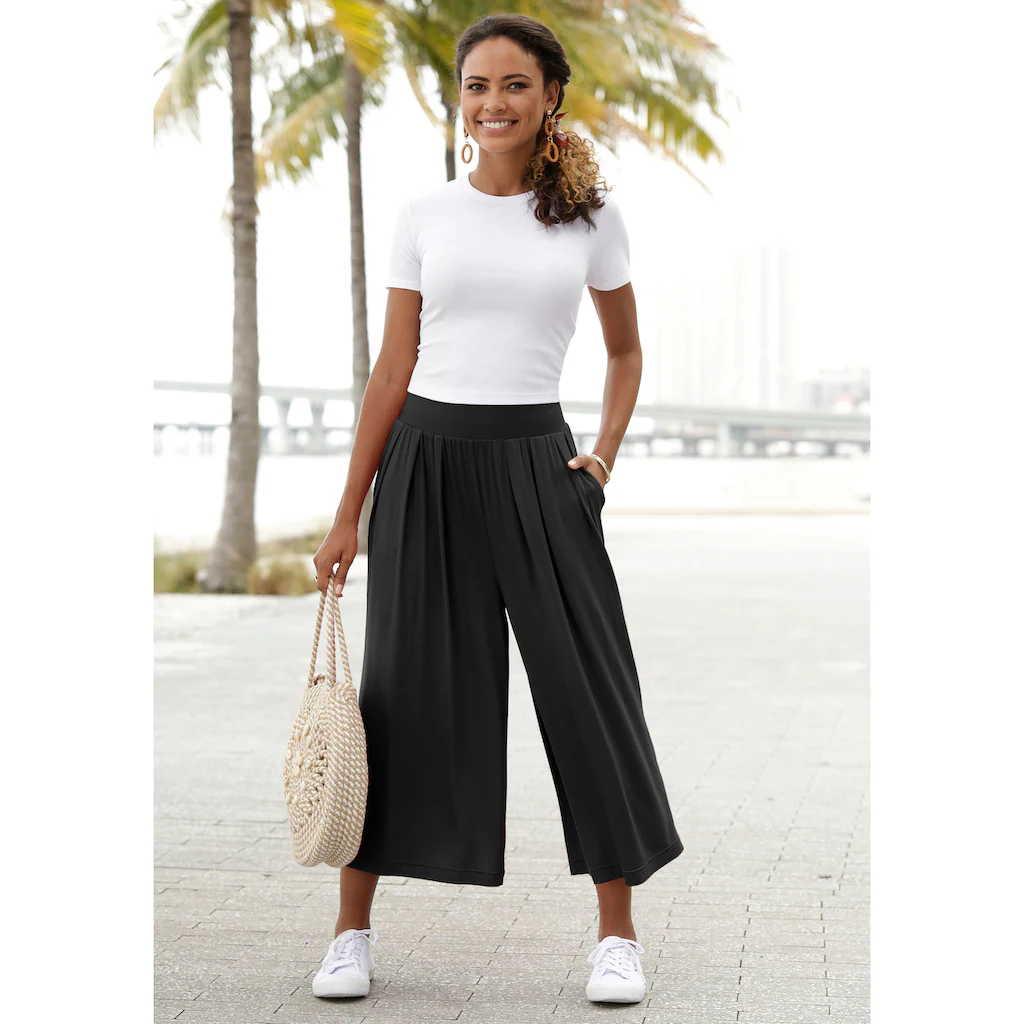 LASCANA Culotte mit extra-weitem Bein und Taschen bequeme Jerseyhose Online Shopping