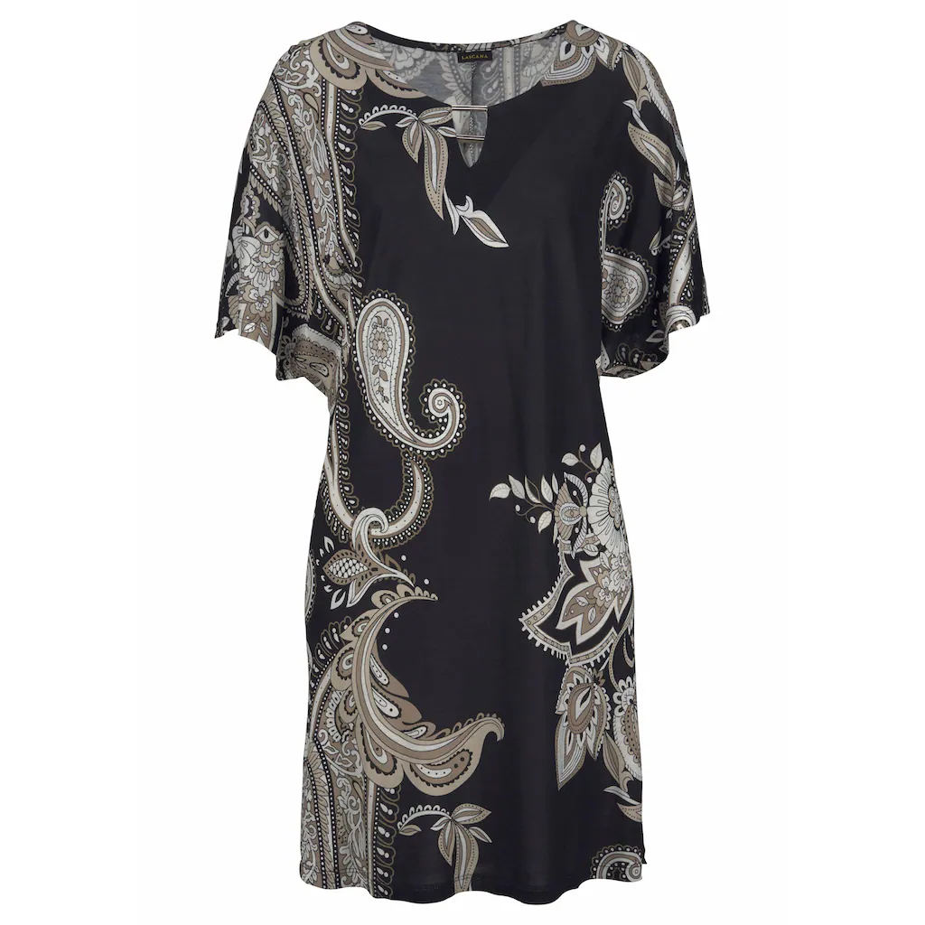LASCANA Jerseykleid mit Zierdetail am Ausschnitt sommerliches Tunikakleid Strandkleid Osterangebot