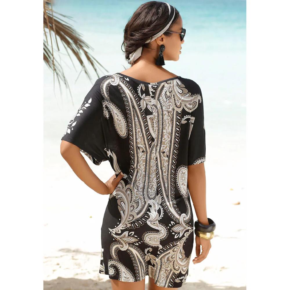 LASCANA Jerseykleid mit Zierdetail am Ausschnitt sommerliches Tunikakleid Strandkleid Osterangebot