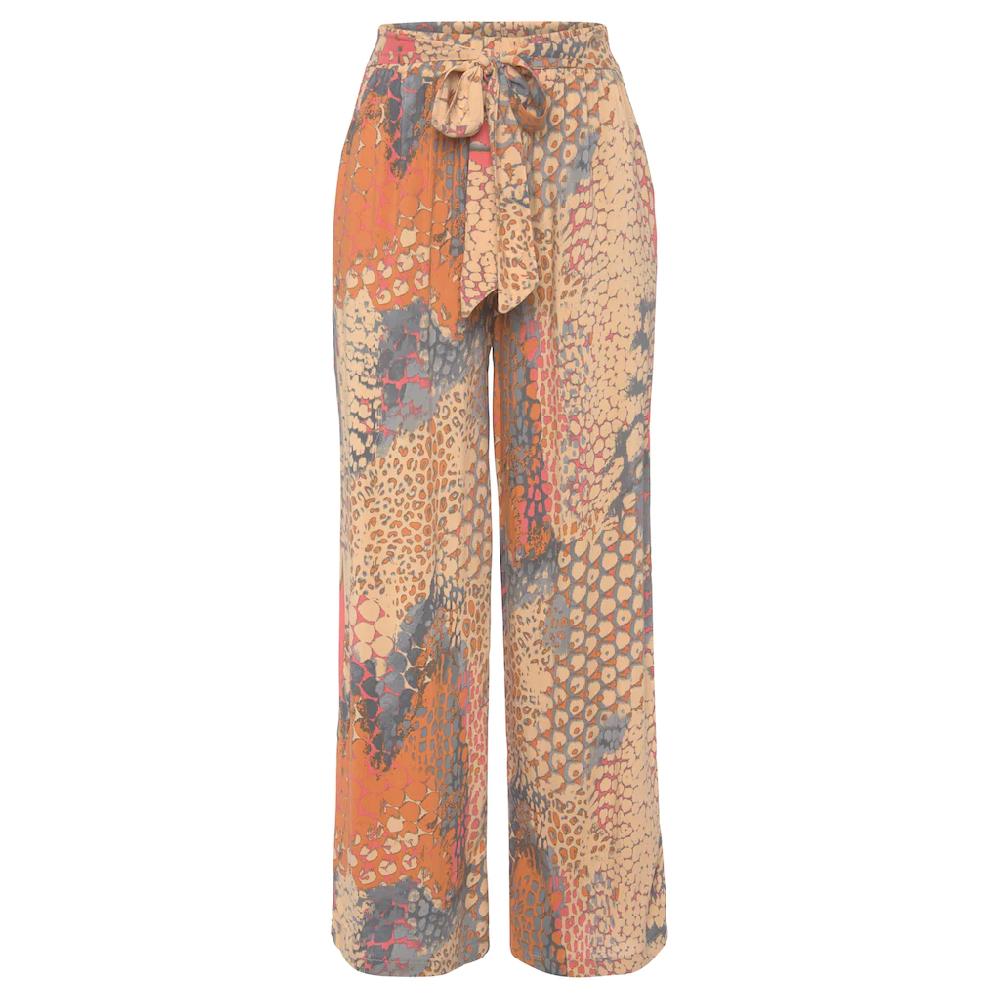 Buffalo Palazzohose (mit Bindegürtel) mit Animalprint und elastischem Bund Schlupfhose Stoffhose Muttertagsangebot