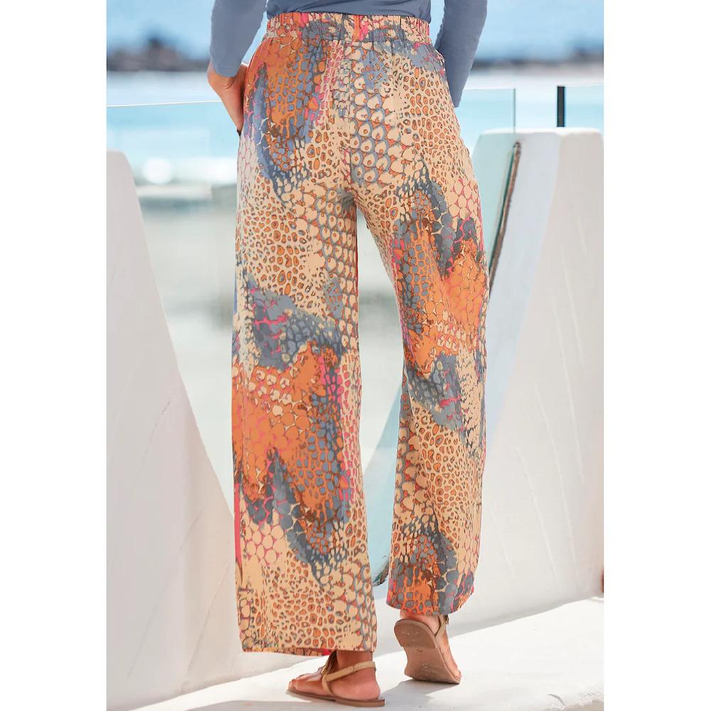 Buffalo Palazzohose (mit Bindegürtel) mit Animalprint und elastischem Bund Schlupfhose Stoffhose Muttertagsangebot