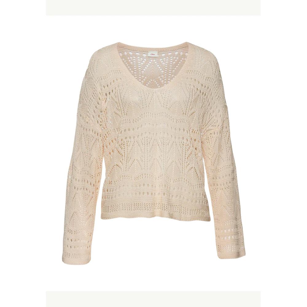 s.Oliver Strandpullover mit semi-transparentem Ajourmuster sommerlicher Strickpullover Heißer Verkauf