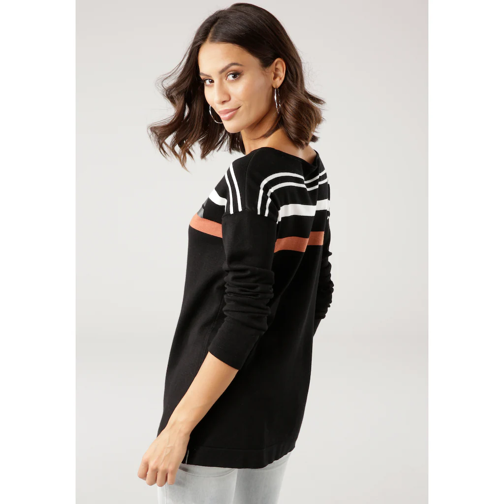 Laura Scott Strickpullover in Streifen-Design mit Glitzersteinen Zeitlich begrenztes Angebot