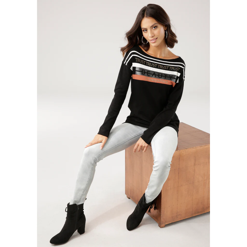 Laura Scott Strickpullover in Streifen-Design mit Glitzersteinen Zeitlich begrenztes Angebot