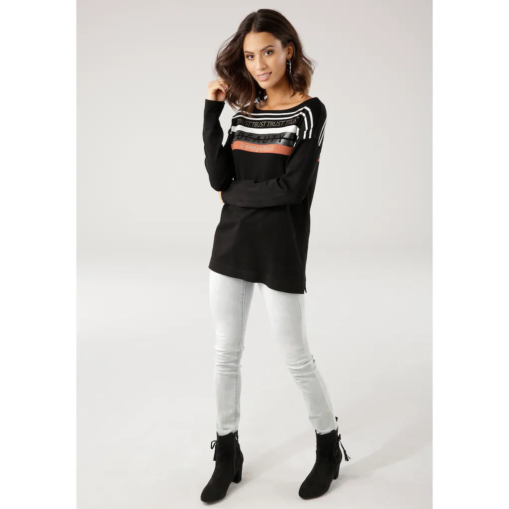 Laura Scott Strickpullover in Streifen-Design mit Glitzersteinen Zeitlich begrenztes Angebot