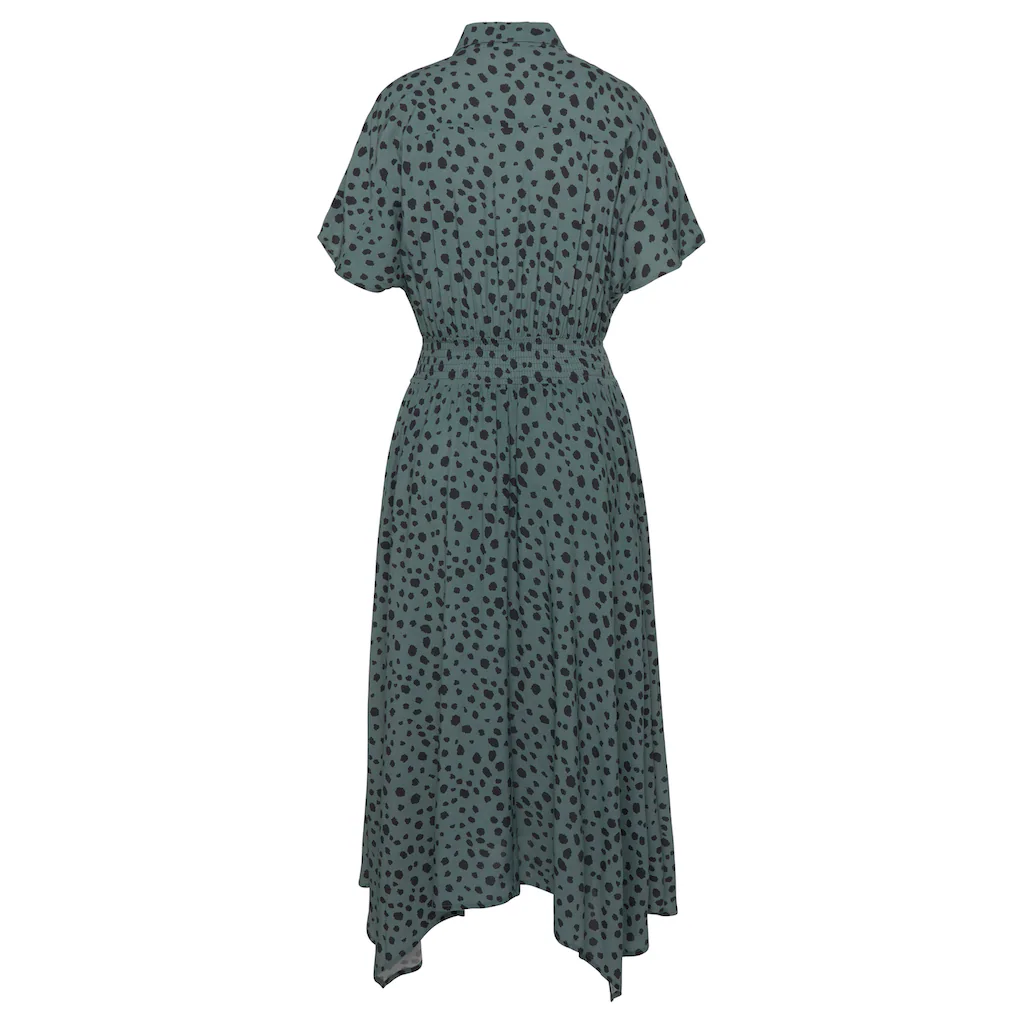 LASCANA Druckkleid mit Punktedruck und asymmetrischem Saum Hemdblusenkleid Midikleid Kauf eins, bekomm eins gratis