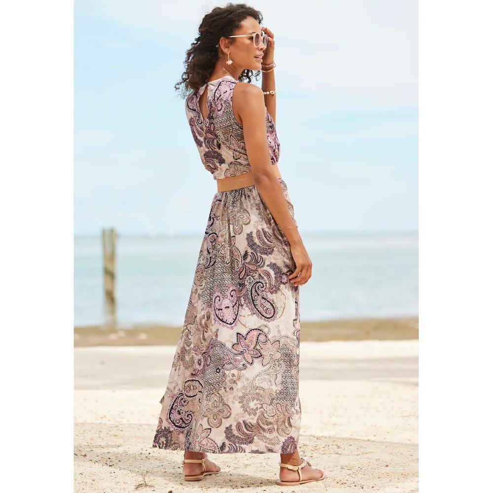 LASCANA Maxikleid mit Paisleyprint und Schlitz leichtes Sommerkleid Strandkleid Tiefpreis