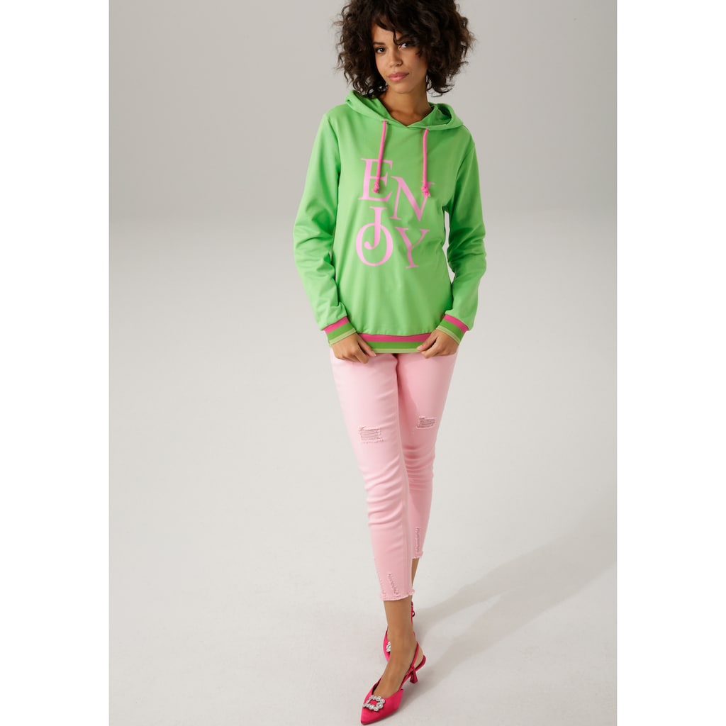 Aniston CASUAL Sweatshirt mit "ENJOY"-Schriftzug Kostenlose Rückgabe