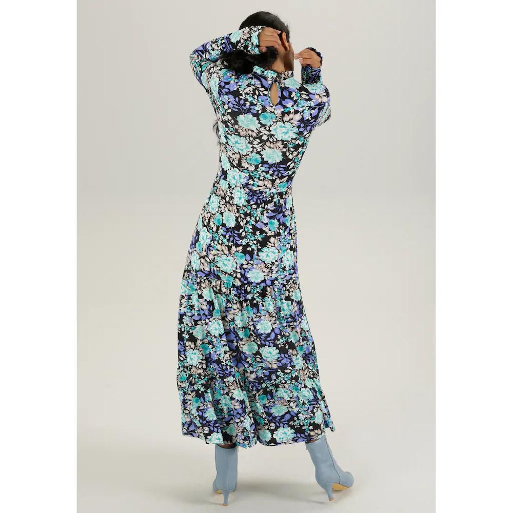 Aniston SELECTED Maxikleid mit romantischem Rosendruck und Rüschenverzierung Kostenloser Versand international