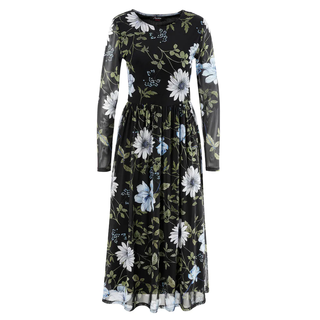 Aniston CASUAL Midikleid mit großflächigem Blüten- und Blätterdruck Speichern exportieren