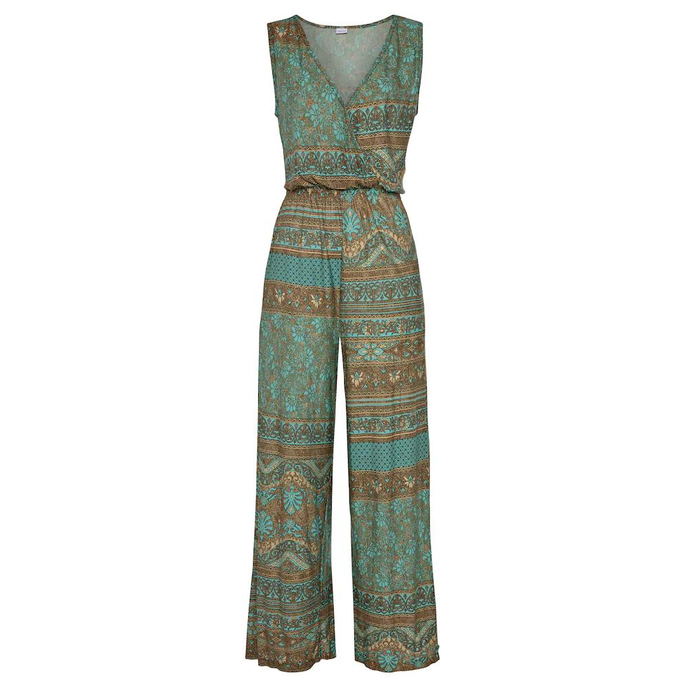LASCANA Overall mit überlappendem V-Ausschnitt sommerlicher Jumpsuit mit Alloverprint Black Friday Preise