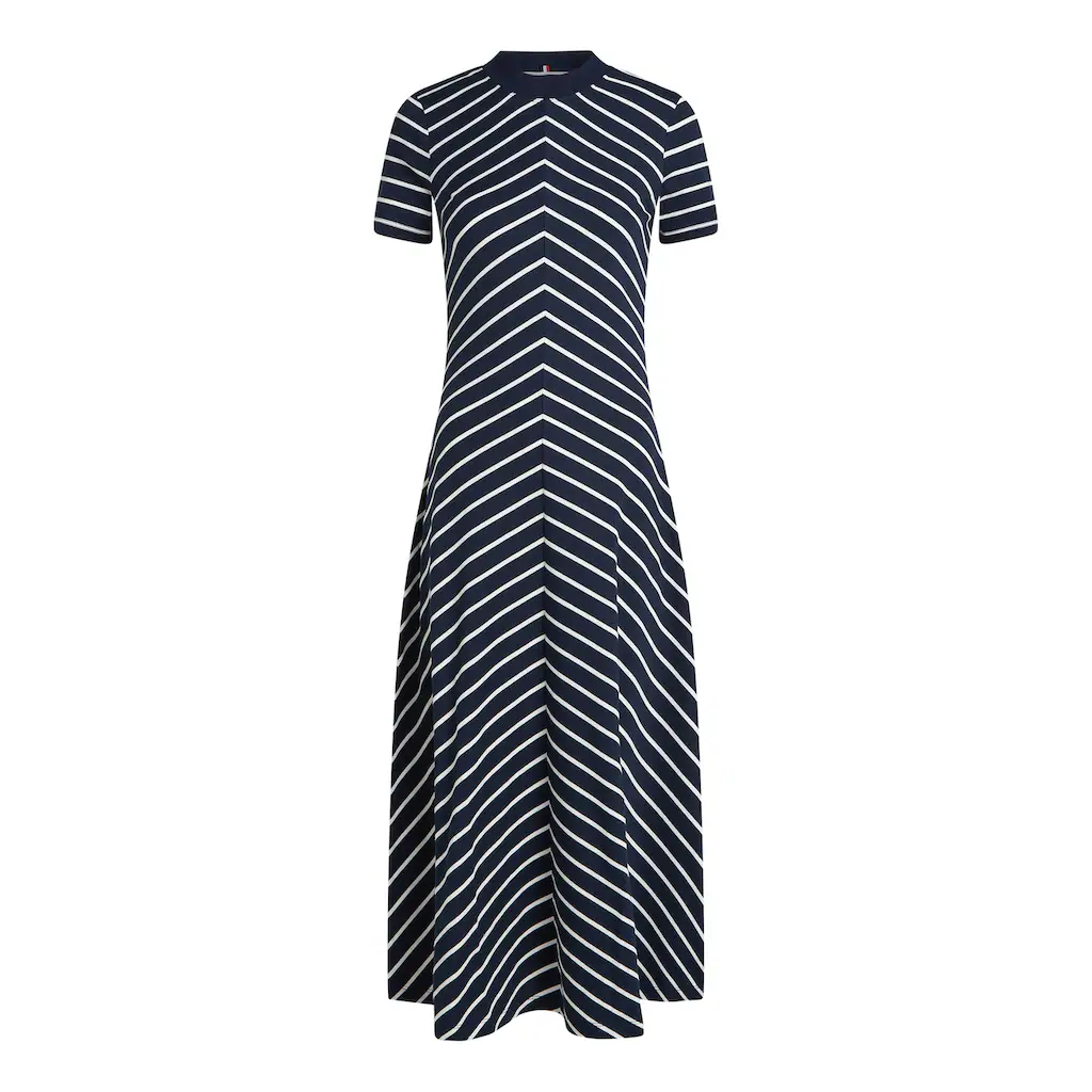 Tommy Hilfiger Midikleid »MODERN F&F MIDI DRESS« mit Logostickerei mit Teilungsnähten Rabatte dieses Monats