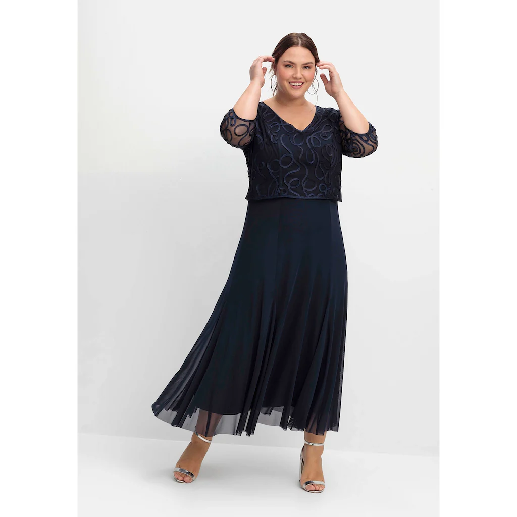 Sheego Abendkleid »Große Größen« aus Mesh mit Zierborten Schlussverkauf