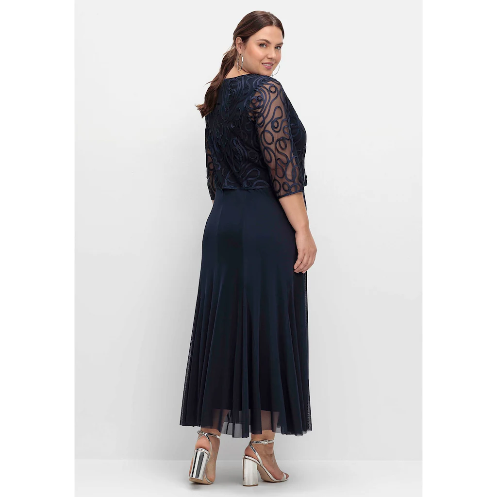 Sheego Abendkleid »Große Größen« aus Mesh mit Zierborten Schlussverkauf