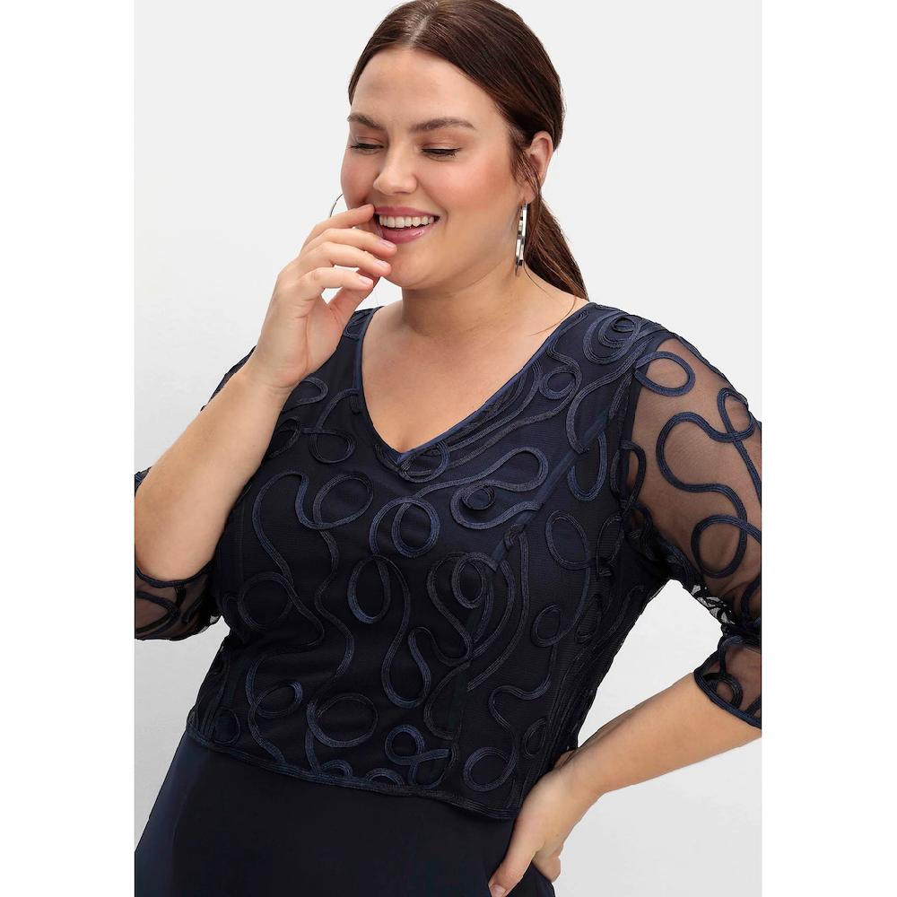 Sheego Abendkleid »Große Größen« aus Mesh mit Zierborten Schlussverkauf
