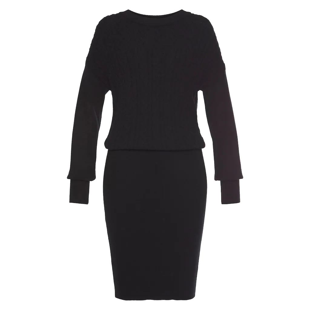 LASCANA Strickkleid mit Zopfmuster elegantes Herbst- Winterkleid Minikleid Fabrik Onlineshop