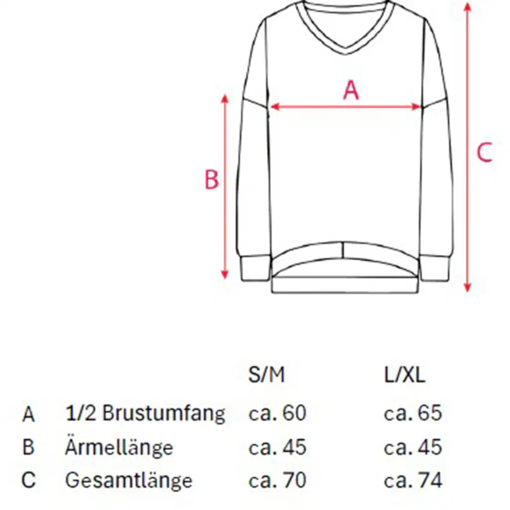 Zwillingsherz Sweatshirt mit ausgefranstem V-Ausschnitt im Vintage Look Rabatt