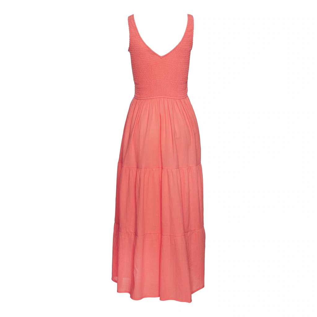 Beachtime Maxikleid aus gewebter Baumwolle Sommerkleid mit gestuftem Rock Neueste Mode
