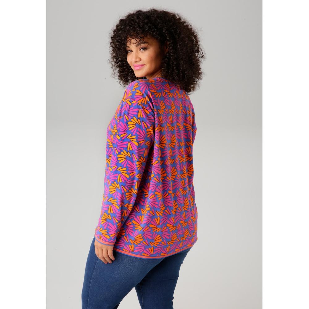 Aniston PLUS Sweatshirt mit farbenfrohen grafischen Druck - NEUE KOLLEKTION Online Outlet