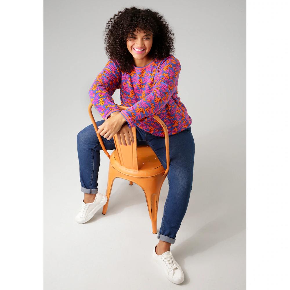 Aniston PLUS Sweatshirt mit farbenfrohen grafischen Druck - NEUE KOLLEKTION Online Outlet