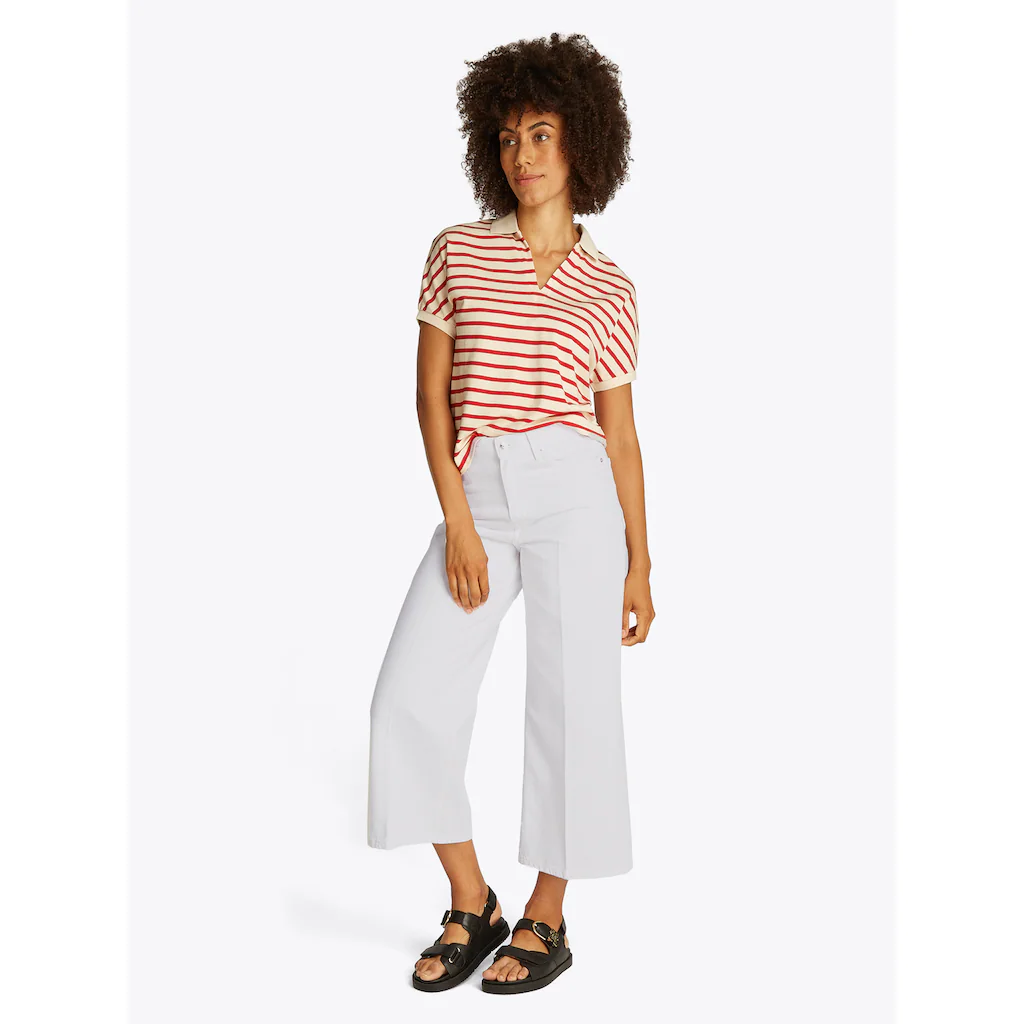 Tommy Hilfiger Weite Jeans »WIDE LEG HW LOU« mit Logo-Badge mit Nieten mit Bügelfalten Große Rabatte