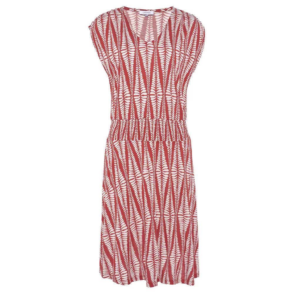LASCANA Jerseykleid mit breitem Smokbund kurzes Sommerkleid mit Alloverprint Super Sparpreis
