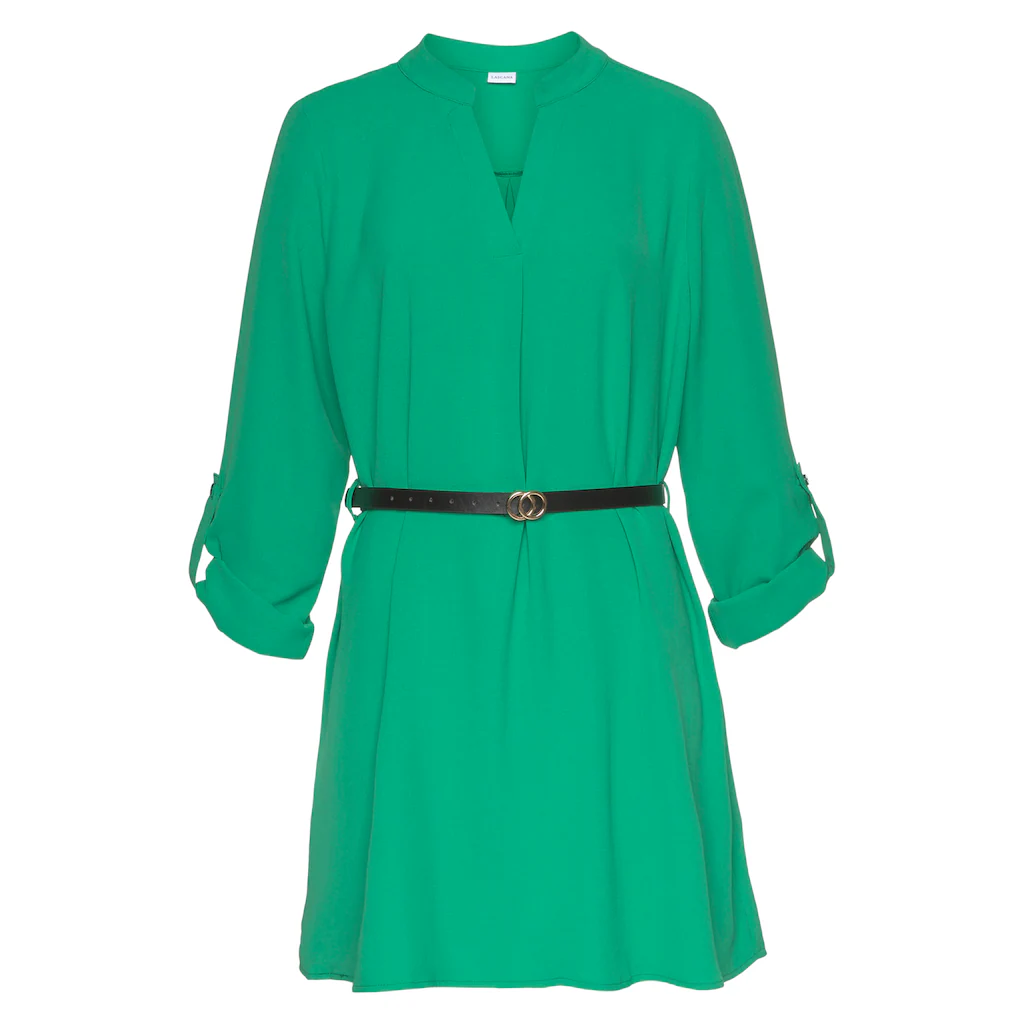 LASCANA Longbluse (mit Gürtel in Lederoptik) aus gekreppter Ware lockeres Blusenkleid elegant-chic Letzter Tag