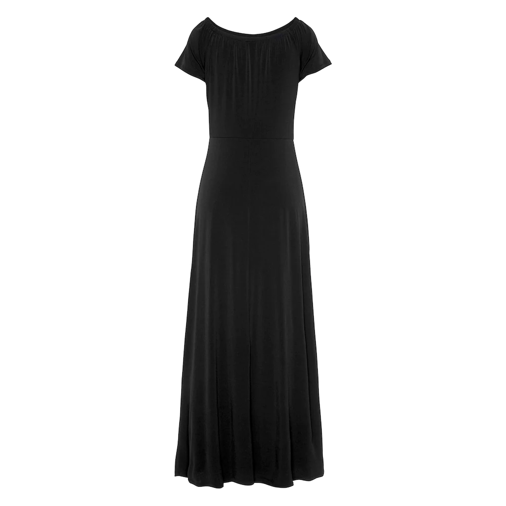 LASCANA Maxikleid mit langen Beinschlitzen und Carmenausschnitt schulterfrei Basic Super Rabatt