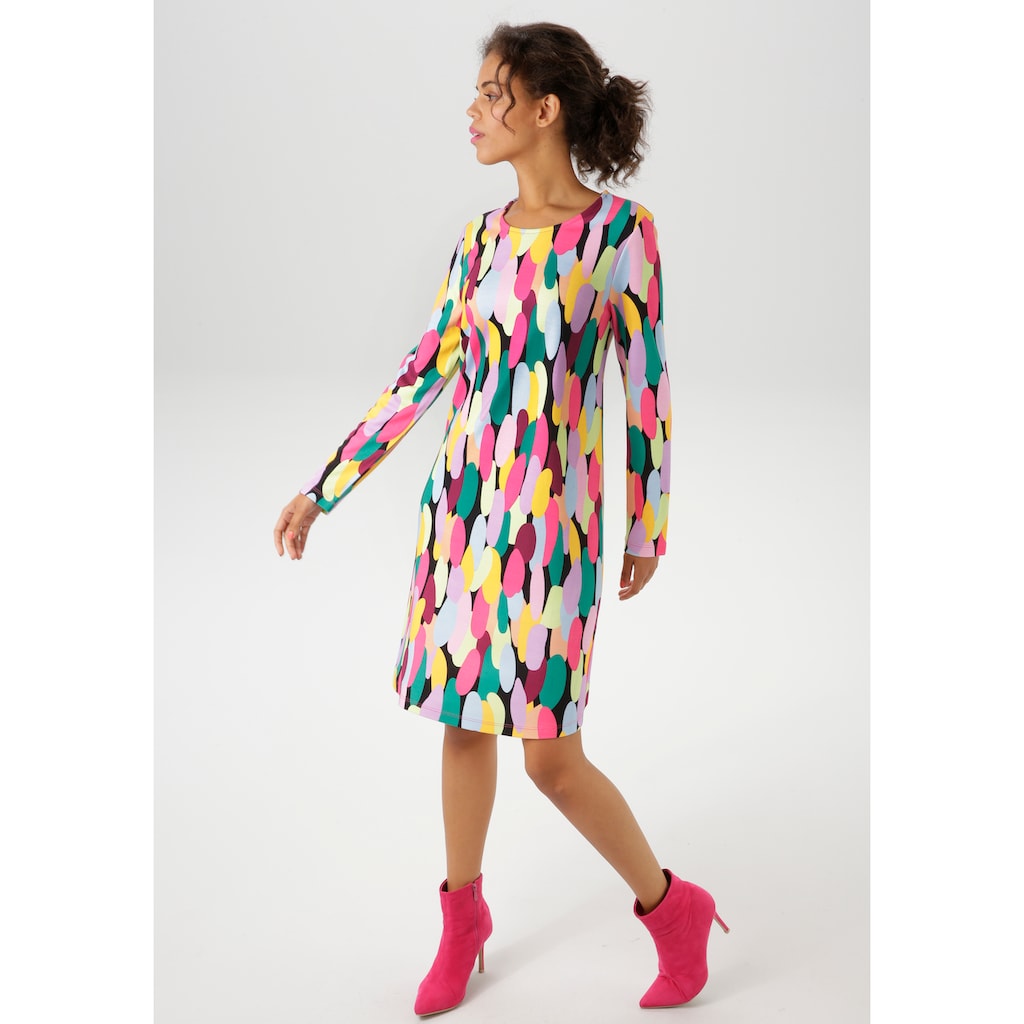 Aniston CASUAL Jerseykleid mit farbenfrohen grafischen Druck - NEUE KOLLEKTION Black Friday Preise