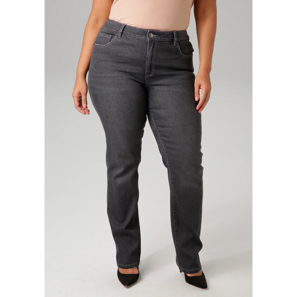 Aniston PLUS Straight-Jeans mit leichtem Used-Effekt - NEUE KOLLEKTION 2025