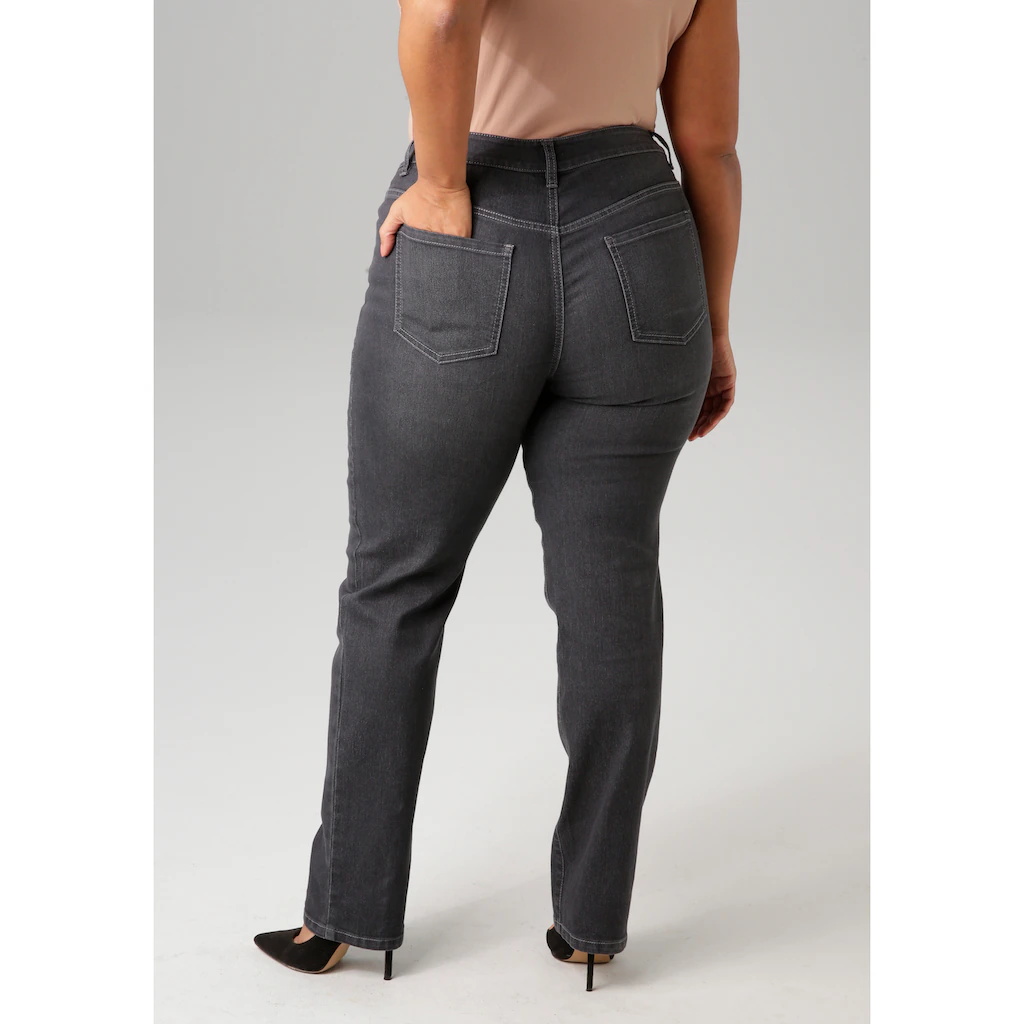 Aniston PLUS Straight-Jeans mit leichtem Used-Effekt - NEUE KOLLEKTION 2025
