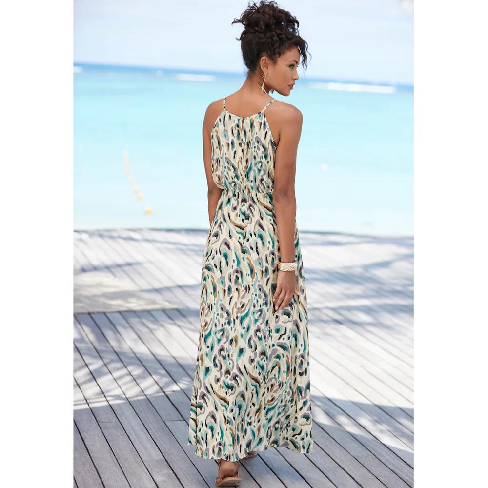 LASCANA Maxikleid aus gewebter Viskose leichtes Sommerkleid mit Alloverdruck Schlussverkauf
