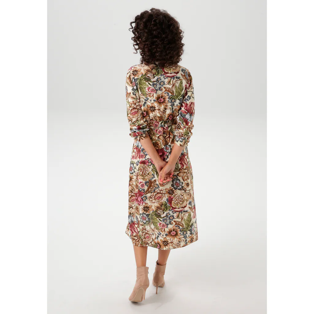 Aniston CASUAL Blusenkleid mit farbharmonischem großflächigen Blumendruck - NEUE KOLLEKTION Günstiger Verkauf