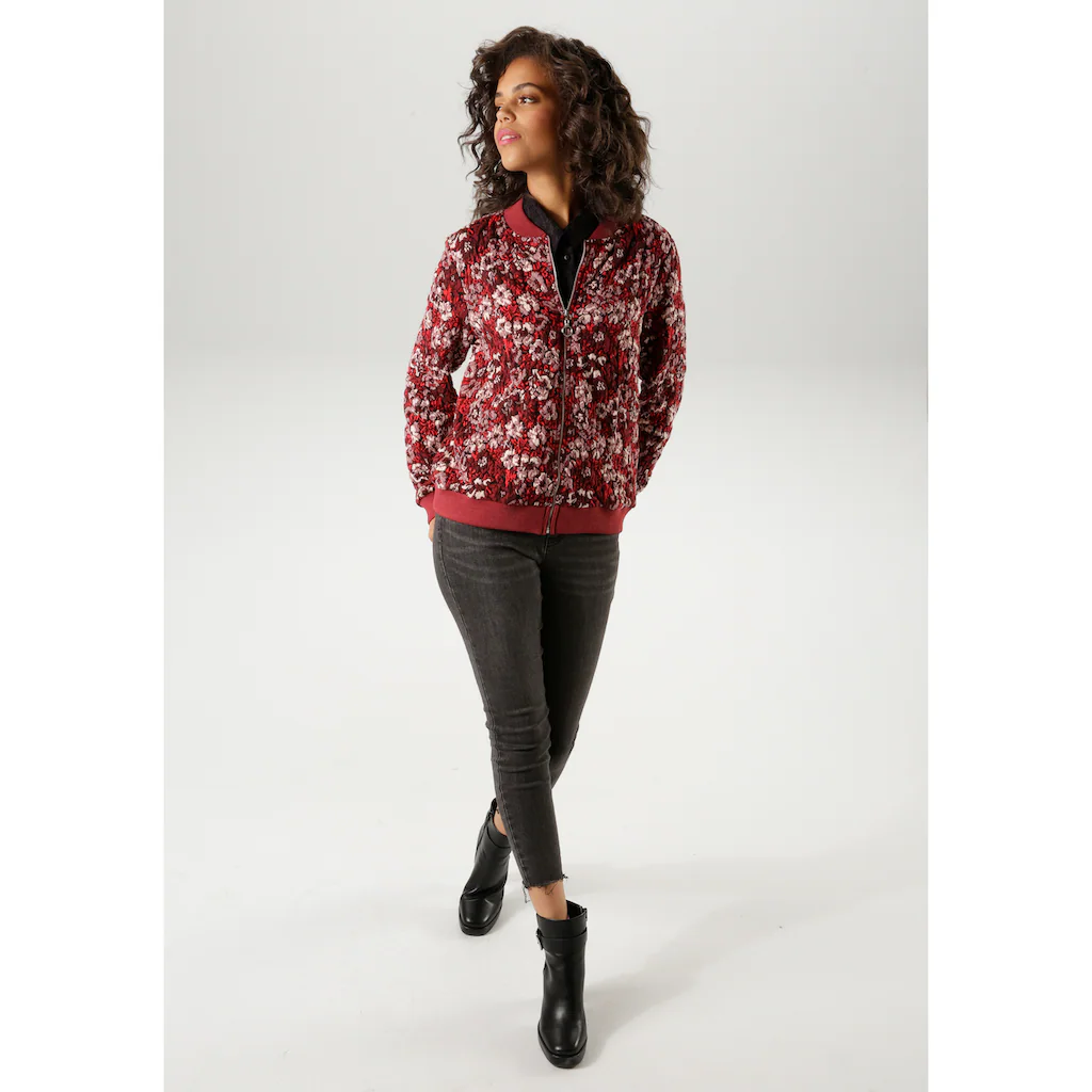 Aniston CASUAL Blouson mit kunstvollem Blumenmuster - jedes Teil ein Unikat Vatertagsangebot