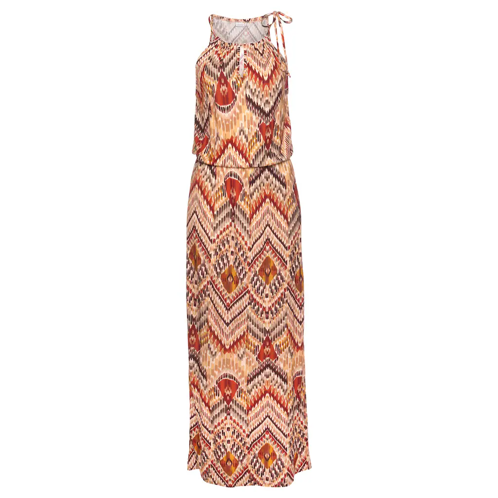 LASCANA Maxikleid mit modischem Ausschnitt im Ethnoprint Sommerkleid Strandkleid Jubiläumsangebot