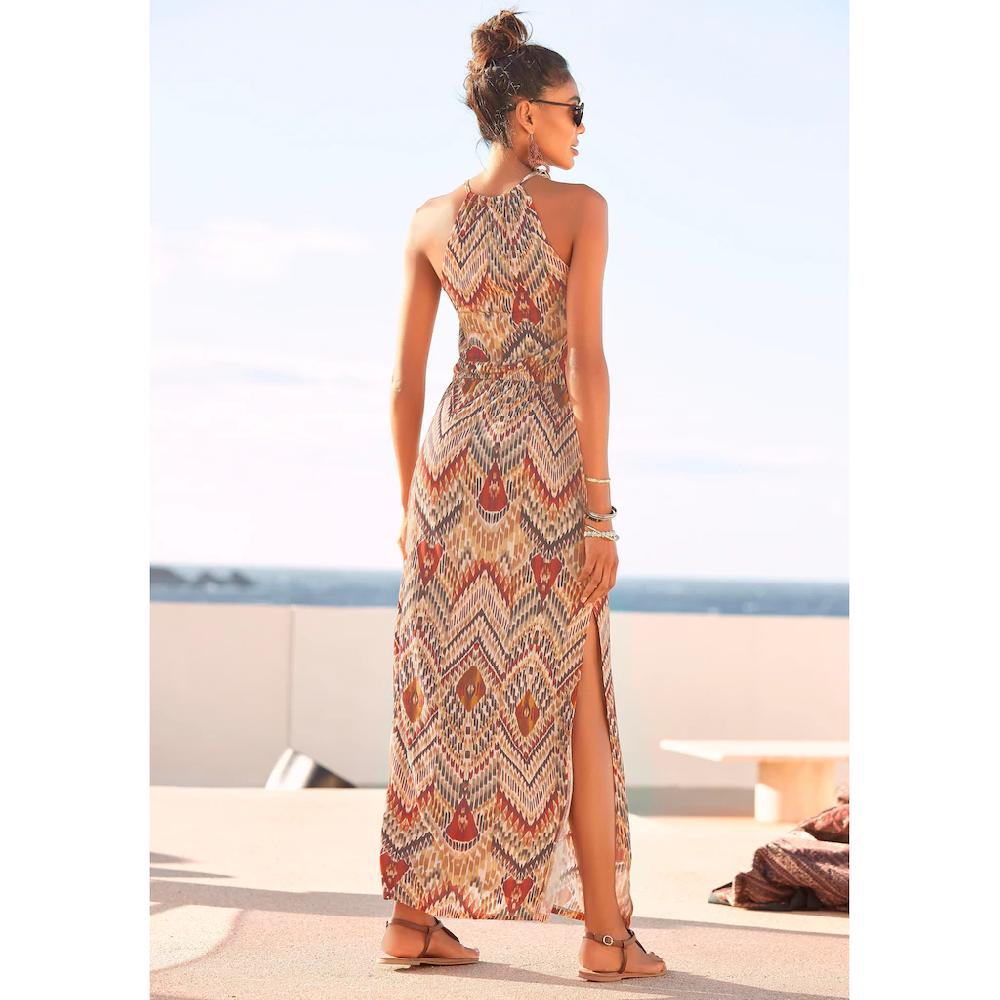 LASCANA Maxikleid mit modischem Ausschnitt im Ethnoprint Sommerkleid Strandkleid Jubiläumsangebot