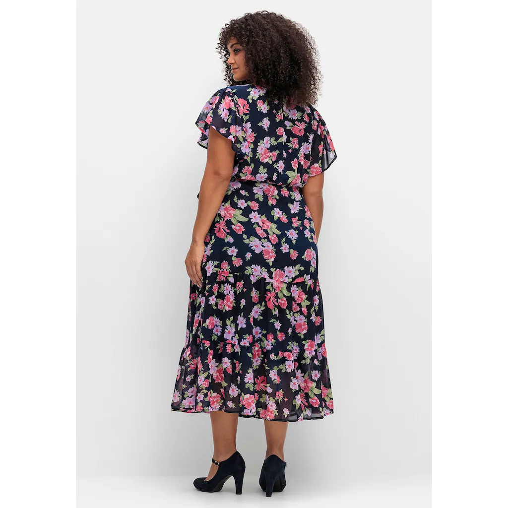sheego by Joe Browns Chiffonkleid »Große Größen« mit Blumendruck und Bindegürtel Top Angebot